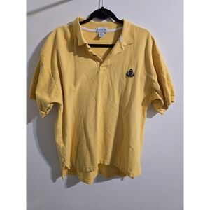 Vintage Izod Mens Polo Shirt Size L‎ Yellow Short Sleeve Embroidered Logo Cotton